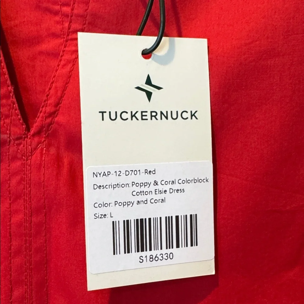 Tuckernuck Poppy and Coral Colorblock Cotton Elsie Dress in Large - Picture 9 of 14